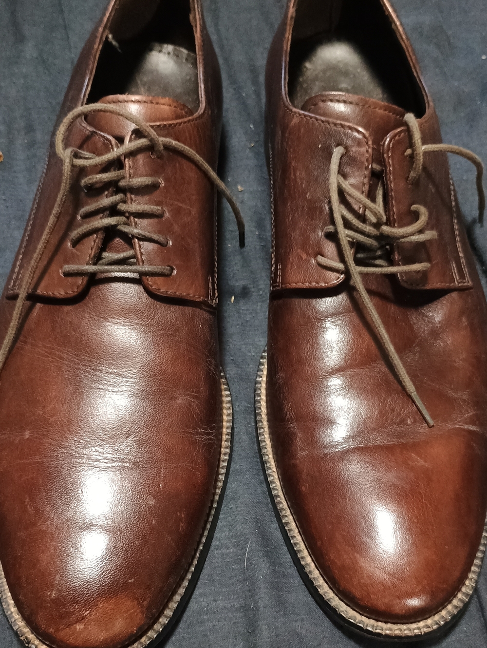 Cole Haan Brown Leather Derby Shoes with Lace-Up Closure 10M (224)